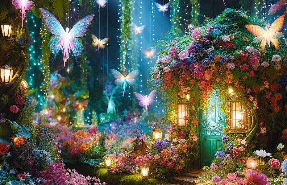 Domek z magicznym ogrodem, wygenerowane przez AI