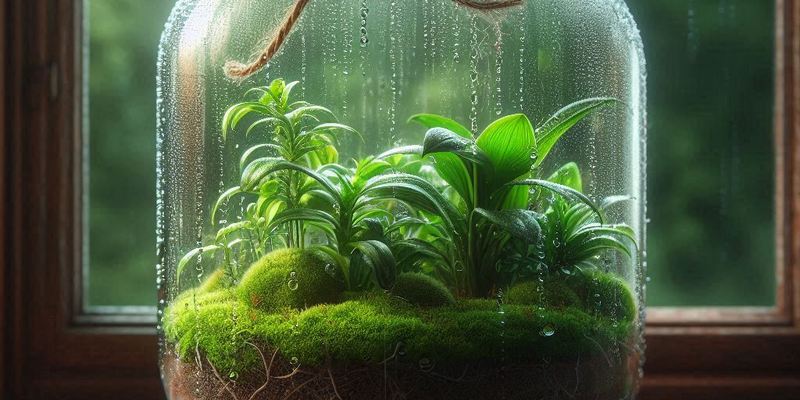 Woda skroplona na ściankach lasu w słoiku