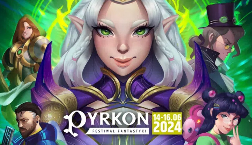 Plakat zapowiadający Pyrkon 2024, grafika z oficjalnej strony