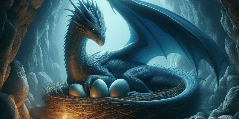 Dreamfyre wysiadująca smocze jaja, AI/Bing