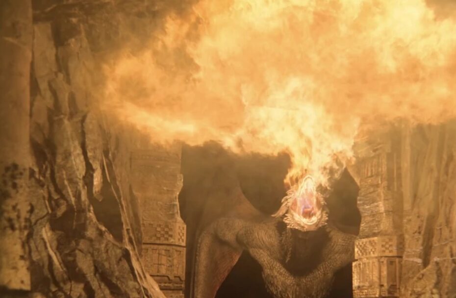 Dreamfyre zionąca ogniem, screen z YouTube