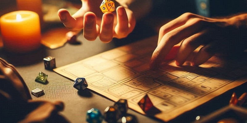 Gracz z kośćmi RPG