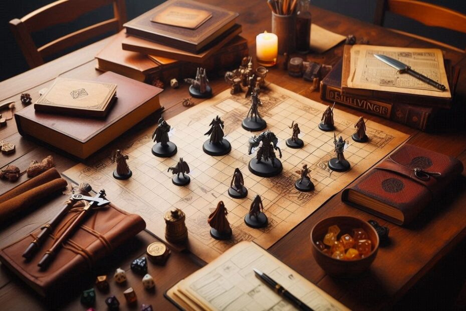 Sesje RPG - stół przygotowany do gry