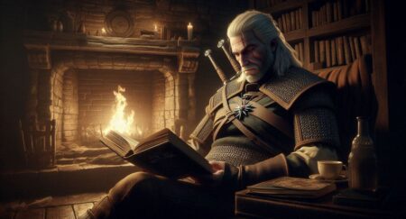 Geralt z książką