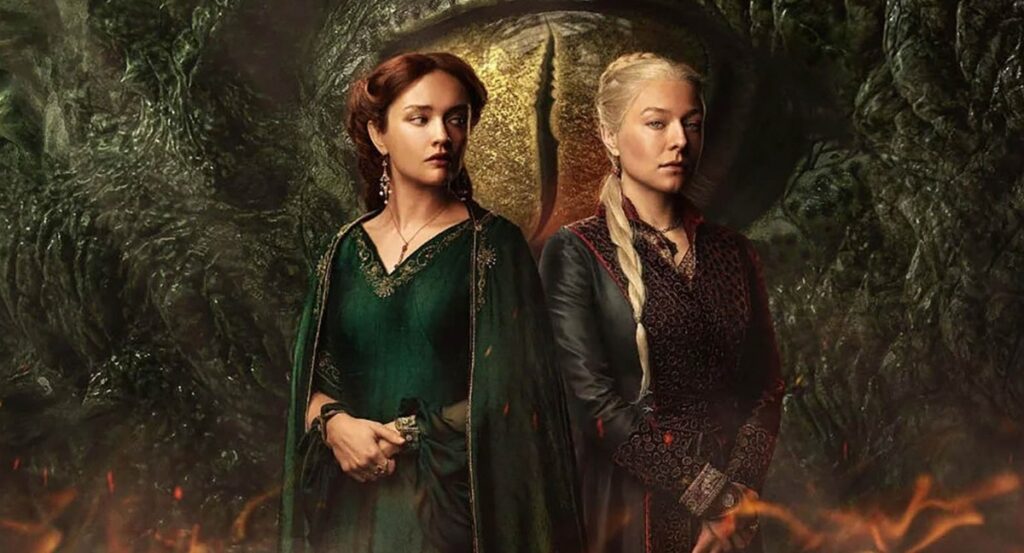 Alicent i Rhaenyra na tle smoczego oka