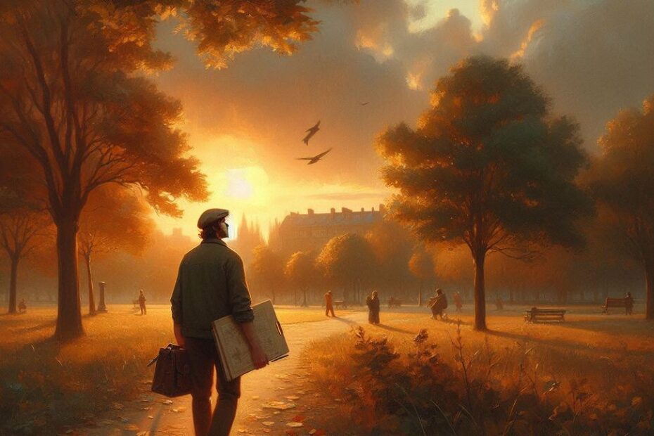 Co inspiruje artystów? Spacer po parku o zachodzie słońca