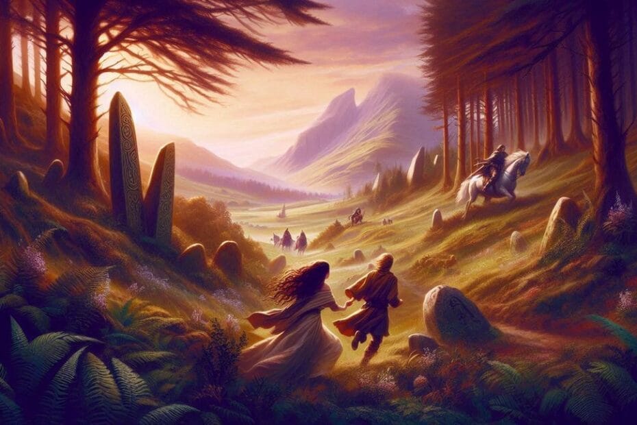 Diarmuid i Grainne uciekający przed Fianną