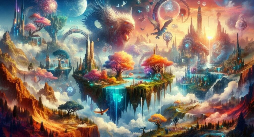 Magiczne światy fantasy - kolorowe, pełne fantastycznych istot, latających wysp i kolorów