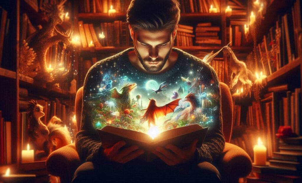 Najlepsze książki fantasy - czytelnik zanurzony w opowieści