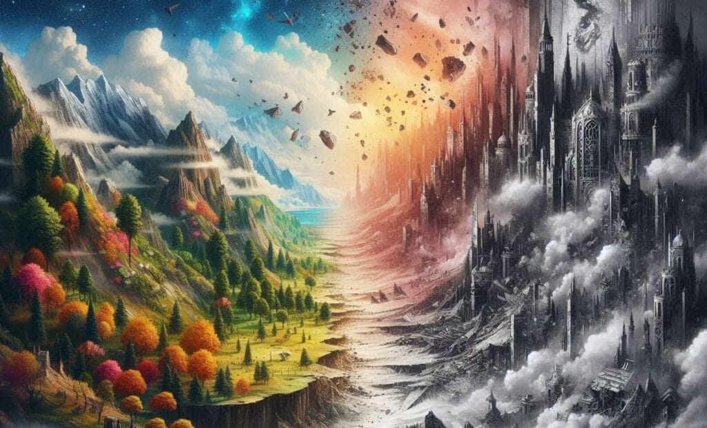 Granica dwóch światów fantasy - barwnego i szarego