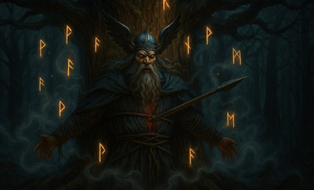 Odyn przybity włócznią do Yggdrasila