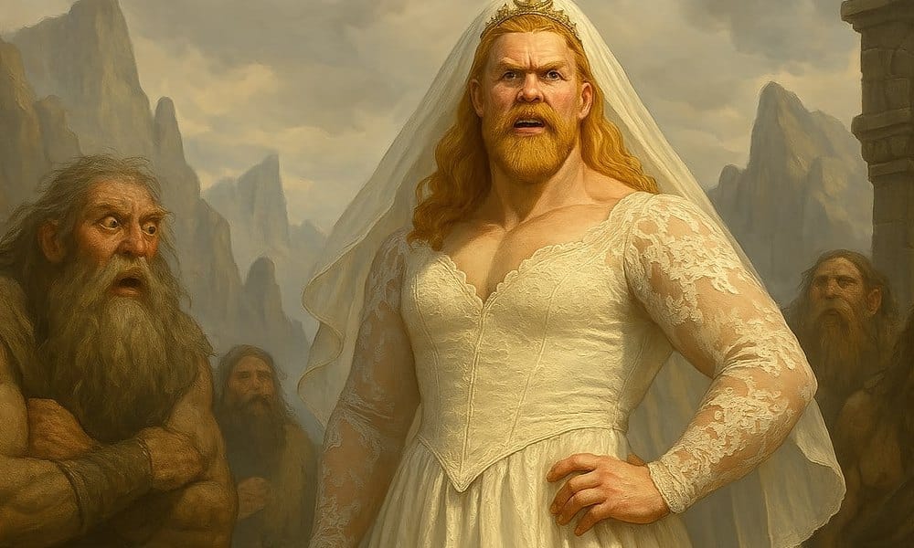 Ślub, którego nie było. Thor w sukni ślubnej przebrany za Freję