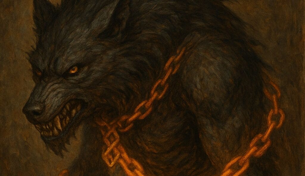 Uwięzienie Fenrira - bestia spętana Glaipnirem