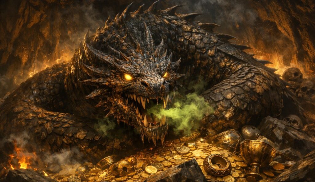 Fafnir w bestiariuszu nordyckim. Smok strzegący skarbu