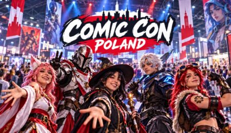 Napis Comic Con Poland nad cosplayerami