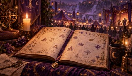 Kalendarz konwentów i wydarzeń fantasy. Magiczny kalendarz, w tle ludzie